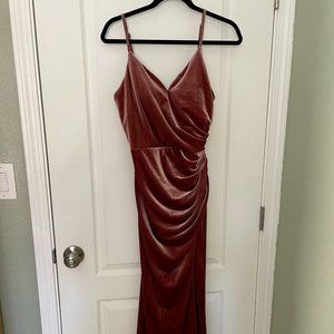 Revelry Rory Velvet Bridesmaid Dress Petite Dusty Rose Size 4